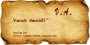 Vanek Amadé névjegykártya